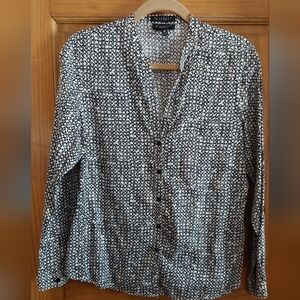 Foxcroft b&w Non-Iron shirt 100% cotton Sz 12P